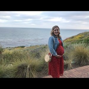 ASOS maternity rust polka dot midi dress